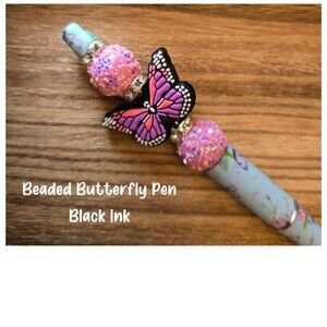 Butterfly Beaded Pen with Black Ink (G)